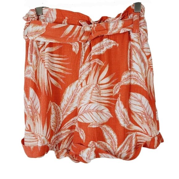 Aeropostale Shorts Tropical Sz Small Paper Bag Waist Coral Rayon Linen Blend - Picture 2 of 6